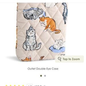 Vera Bradley Cat Print Eye Case - Cream and Blue